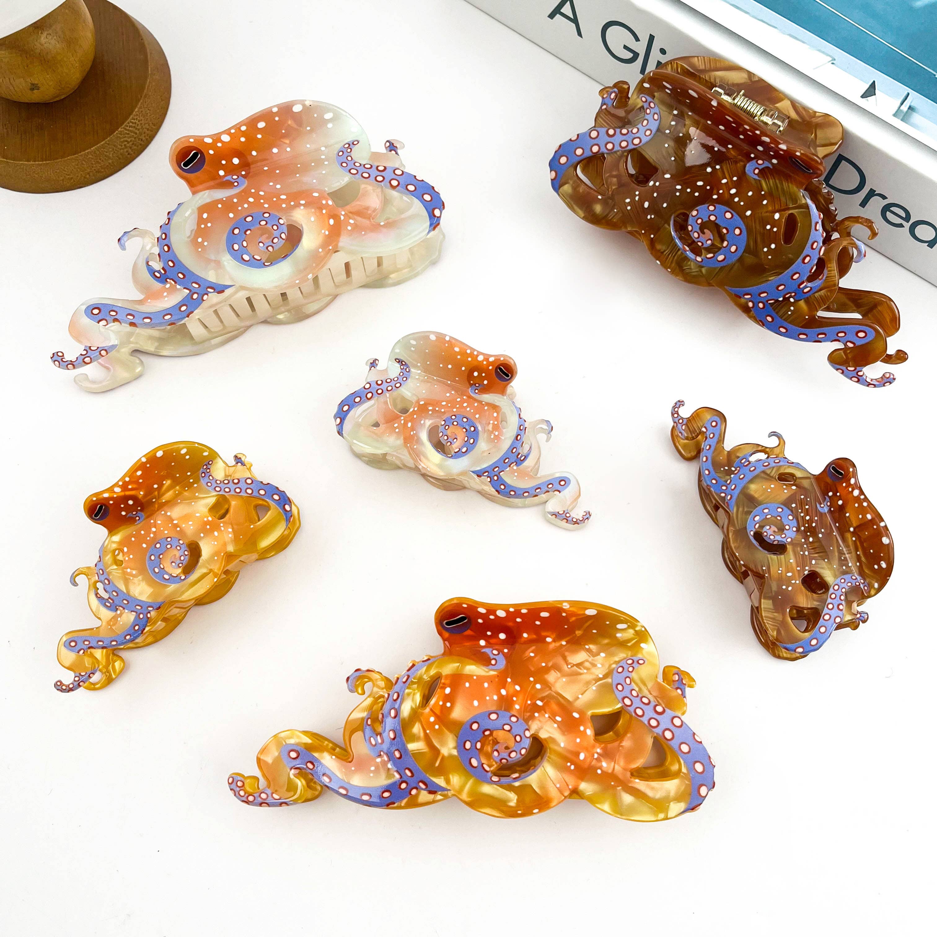 Blue Ring Octopus Claw Clip