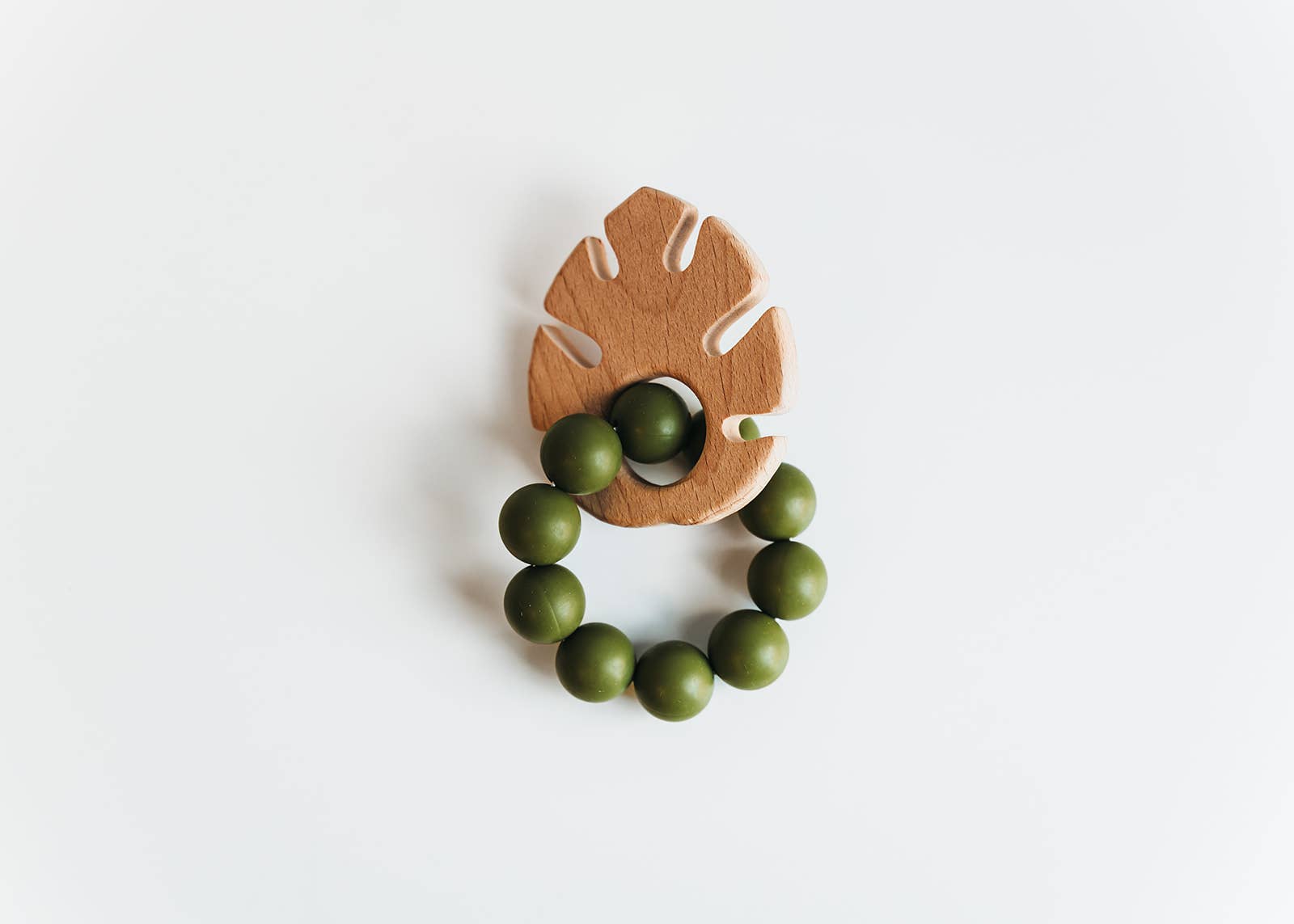 Green Leaf Silicone & Beechwood Teether