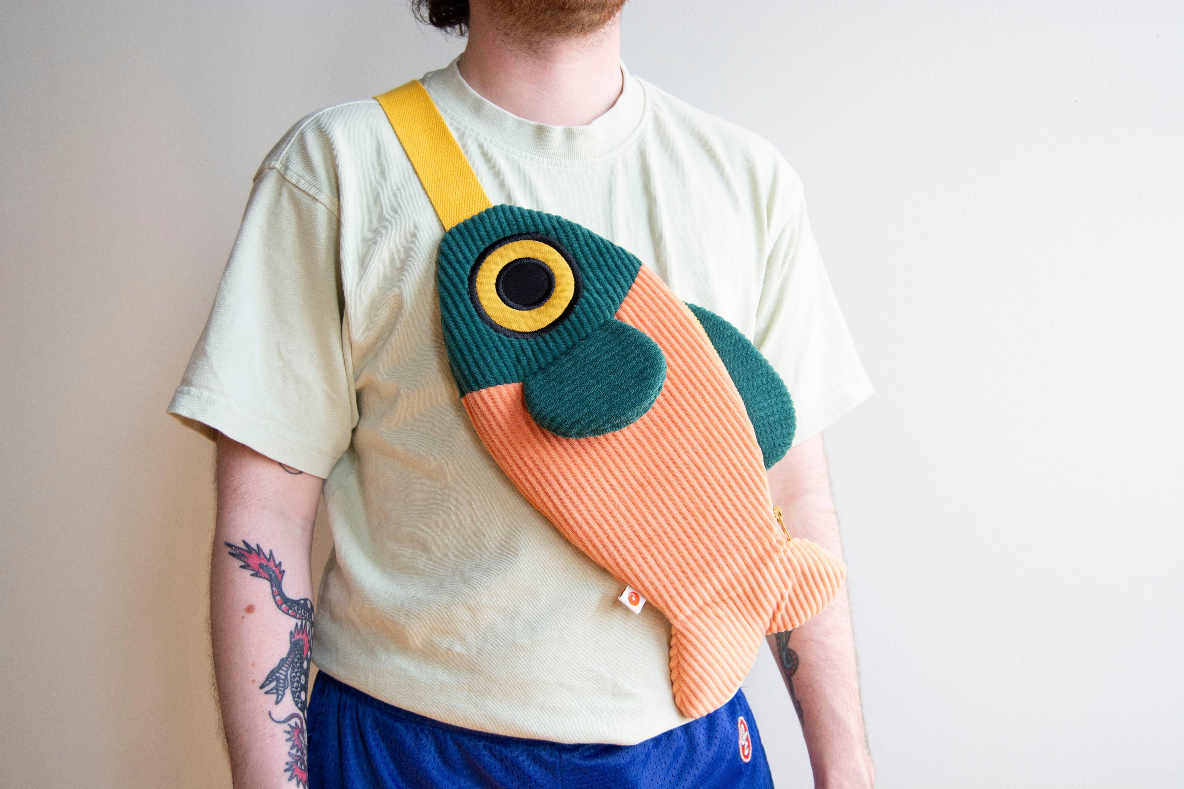 The Fish Bag (Coral & Dark Green)