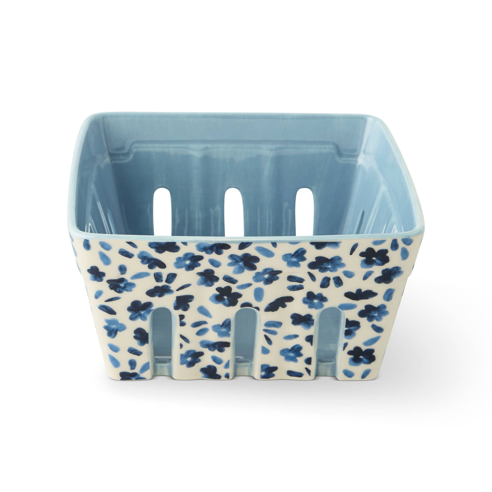 Printed Ceramic Berry Basket - Blue Floral