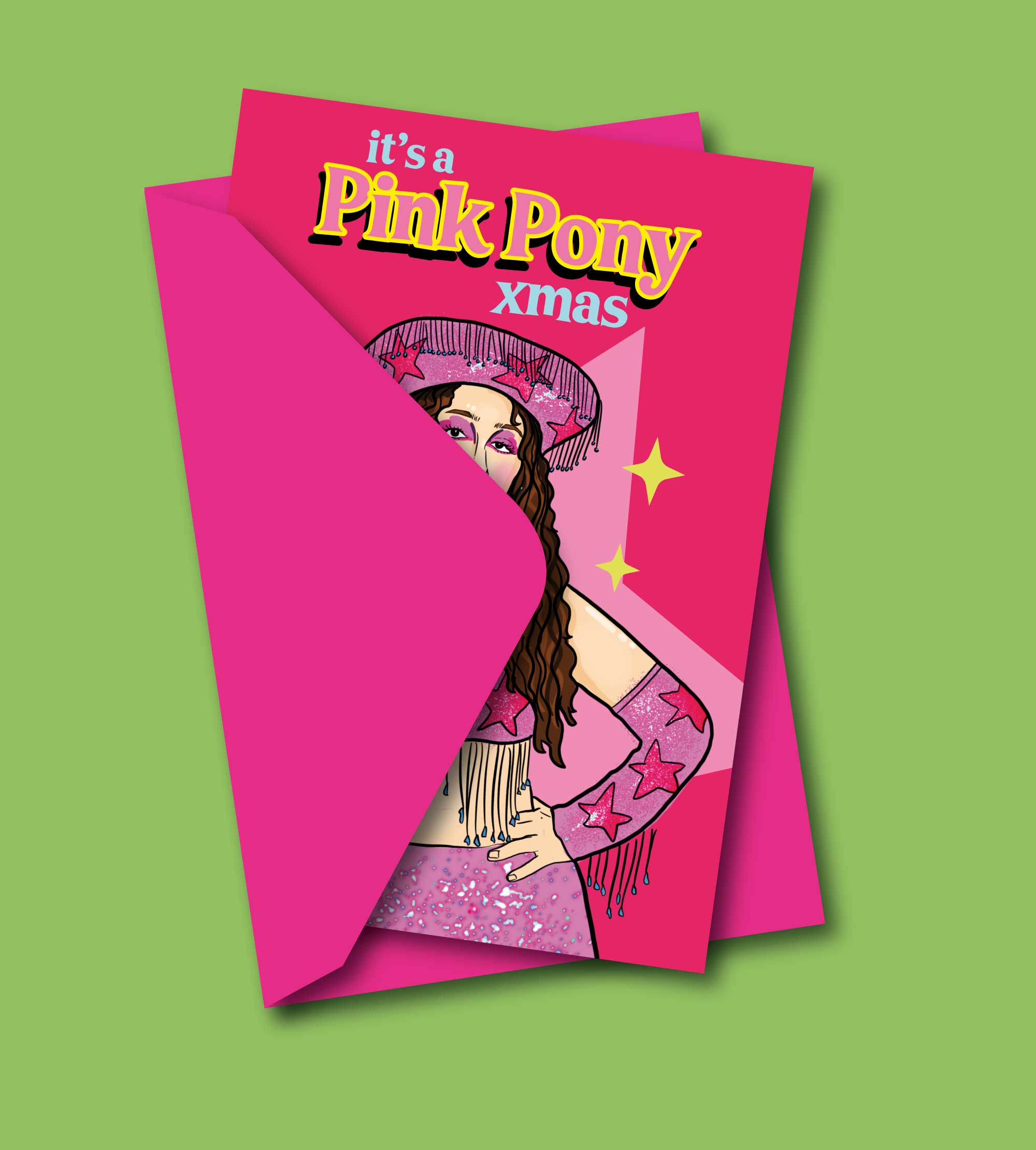 Chappell Roan Pink Pony Christmas Greeting Card