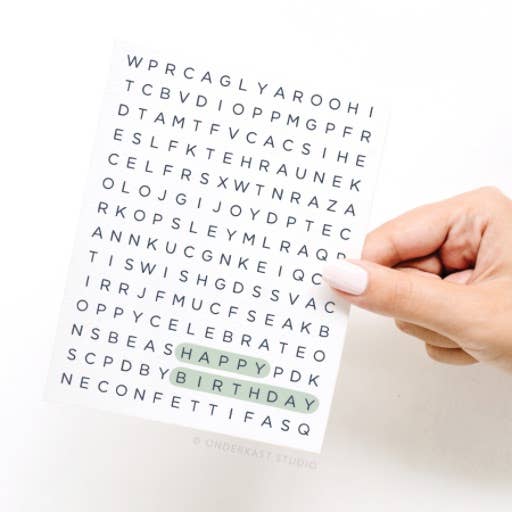 Happy Birthday Word Search Greeting Card