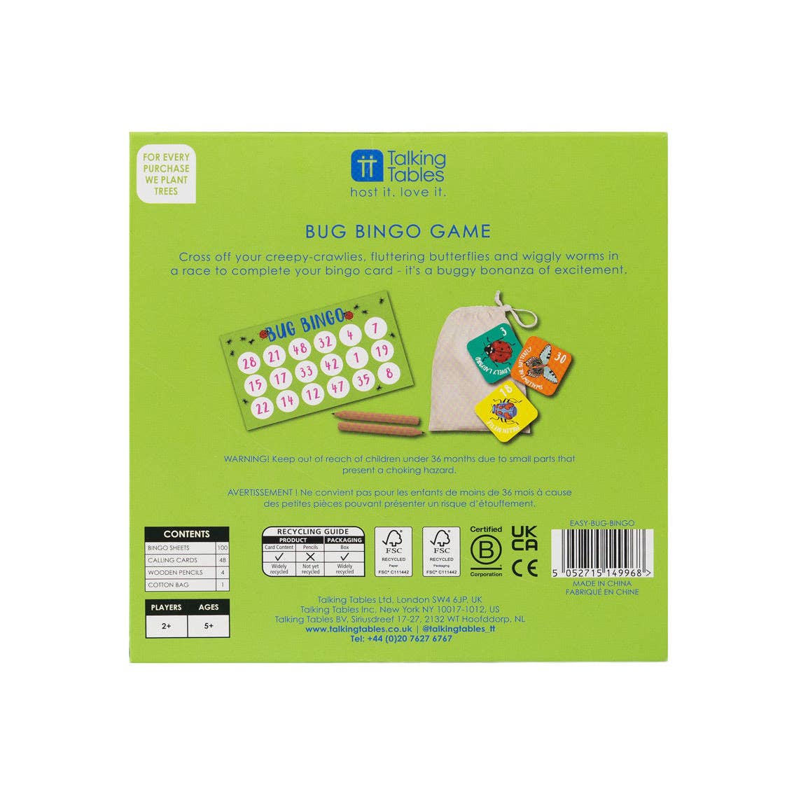 Family Fun Bug Bingo Game