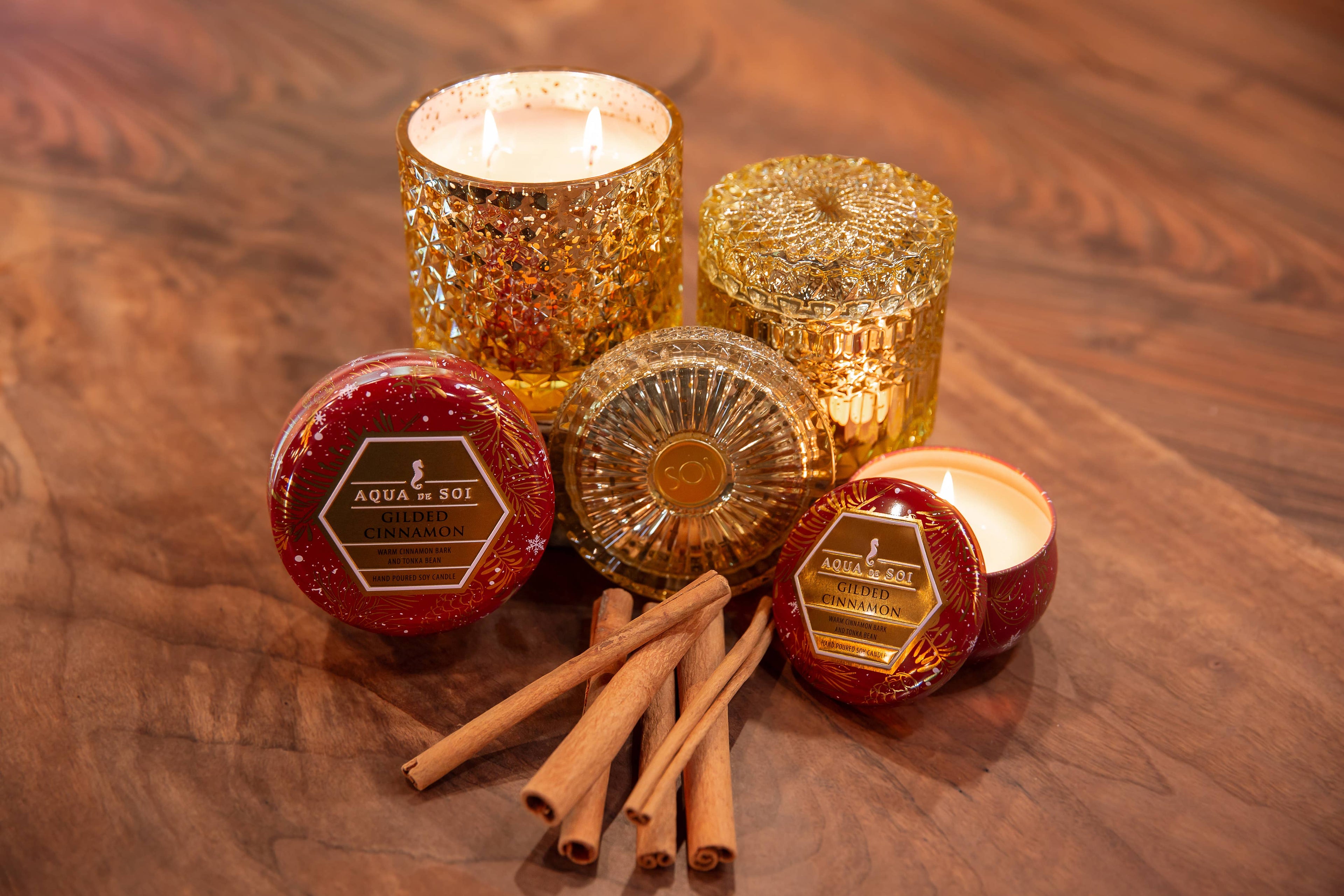 Gilded Cinnamon Petite 4oz Aqua De Soi Candle Tin