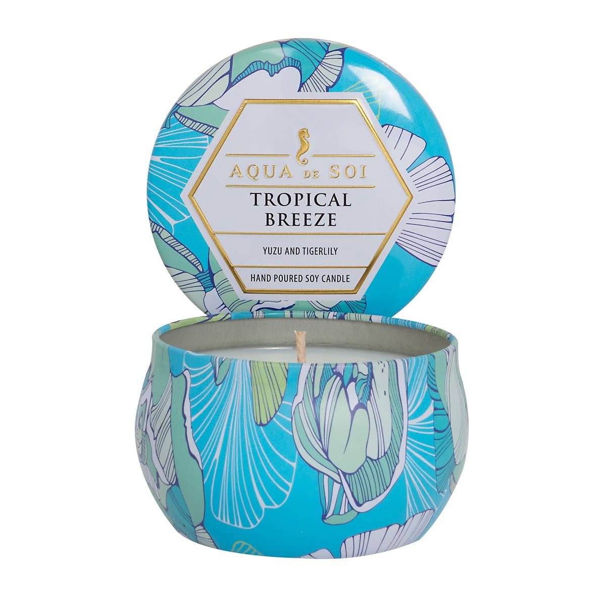 Aqua De SOi Tropical Breeze 4oz Decorative Tin Soy Candles