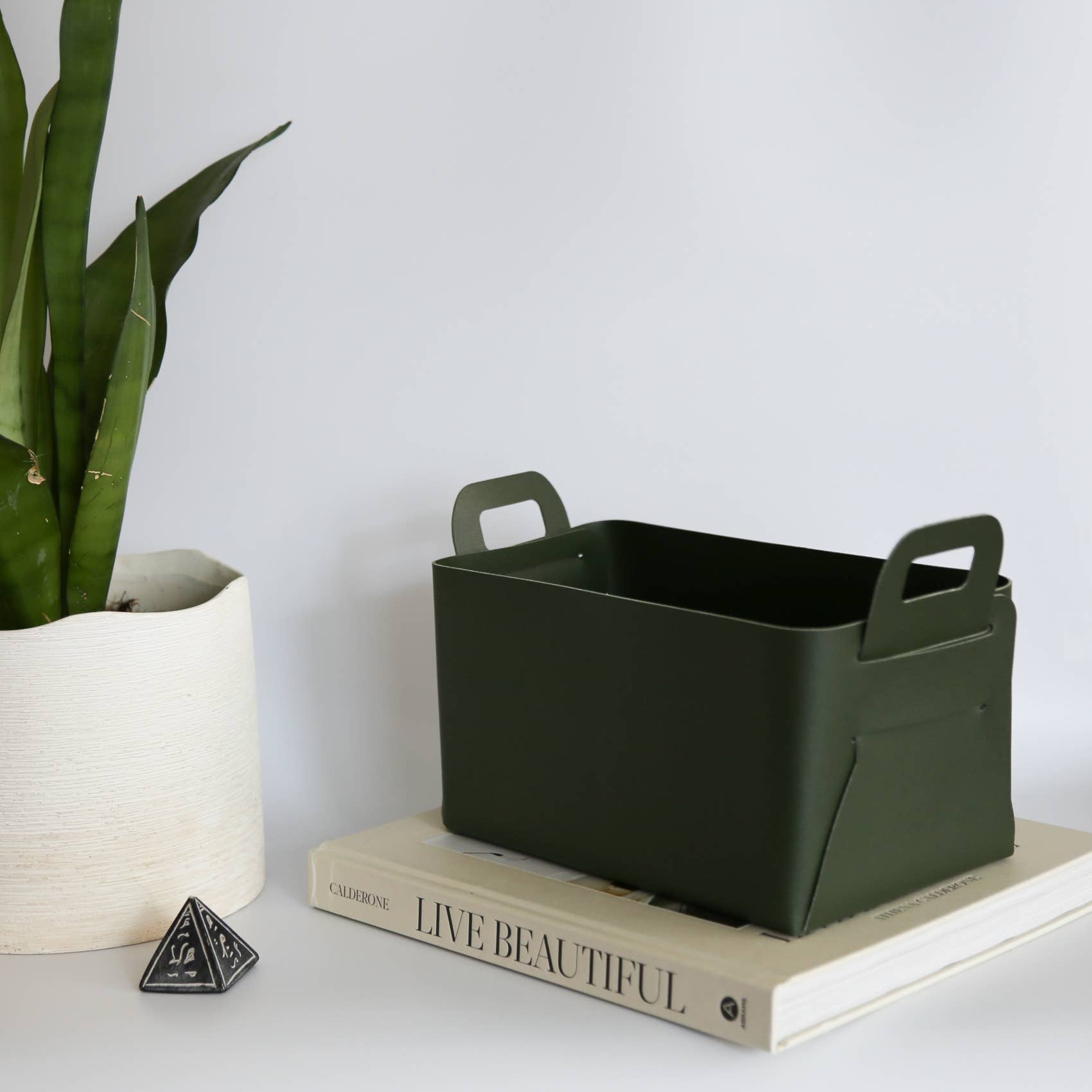 Vegan Leather Storage Basket, Medium