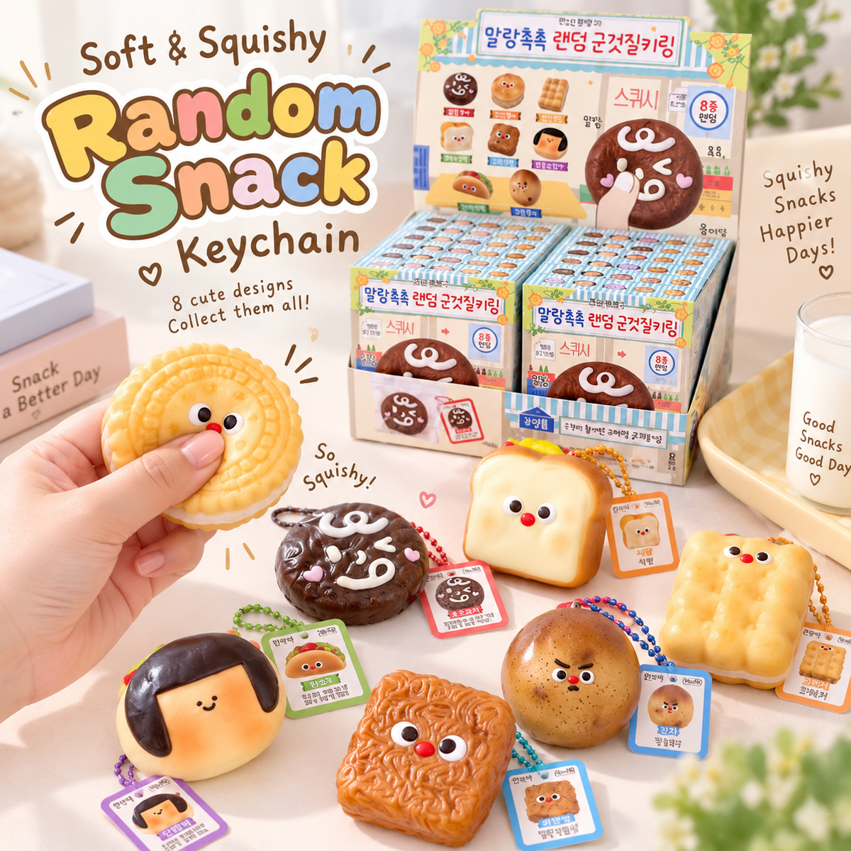 Korean Snack Squishy Keychain Blind Box