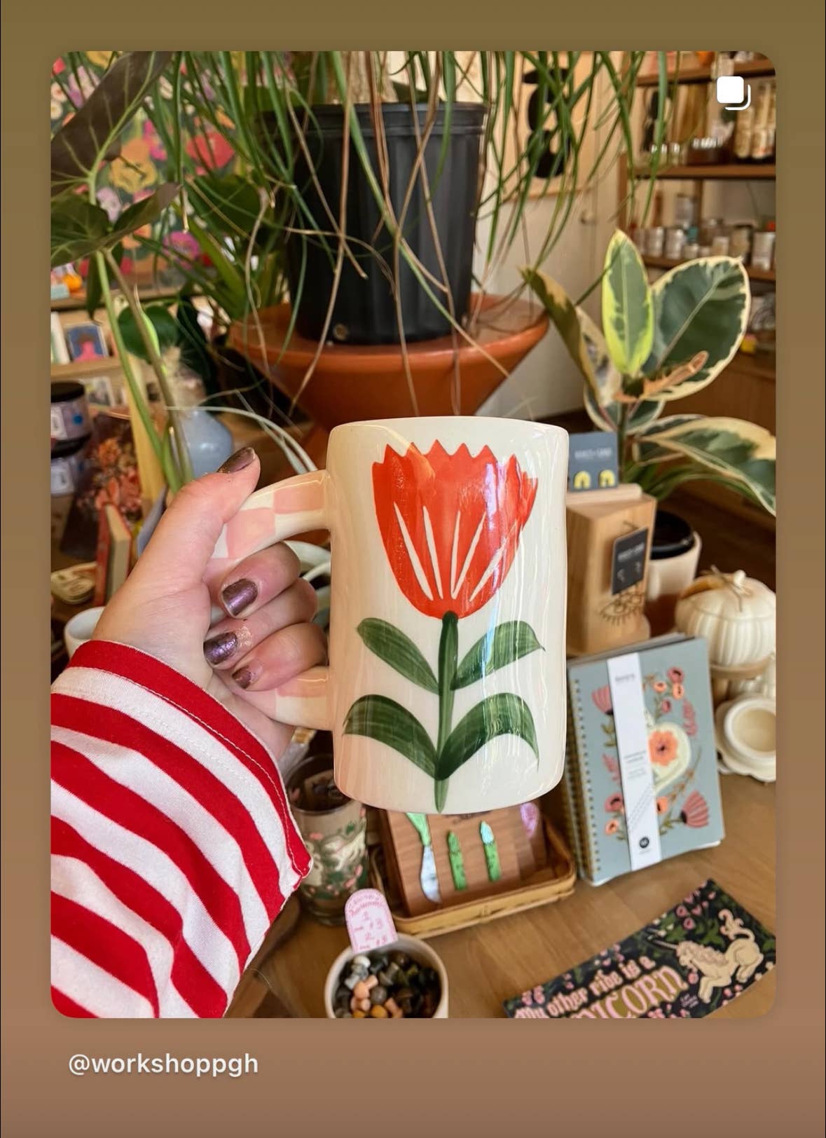 Red Pink Floral Mug