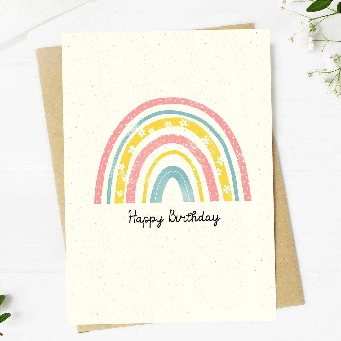 "Happy birthday" cute rainbow birthday card