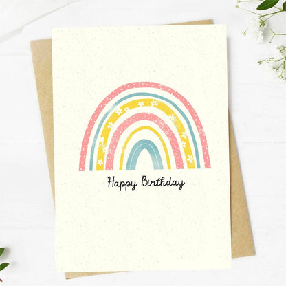"Happy birthday" cute rainbow birthday card