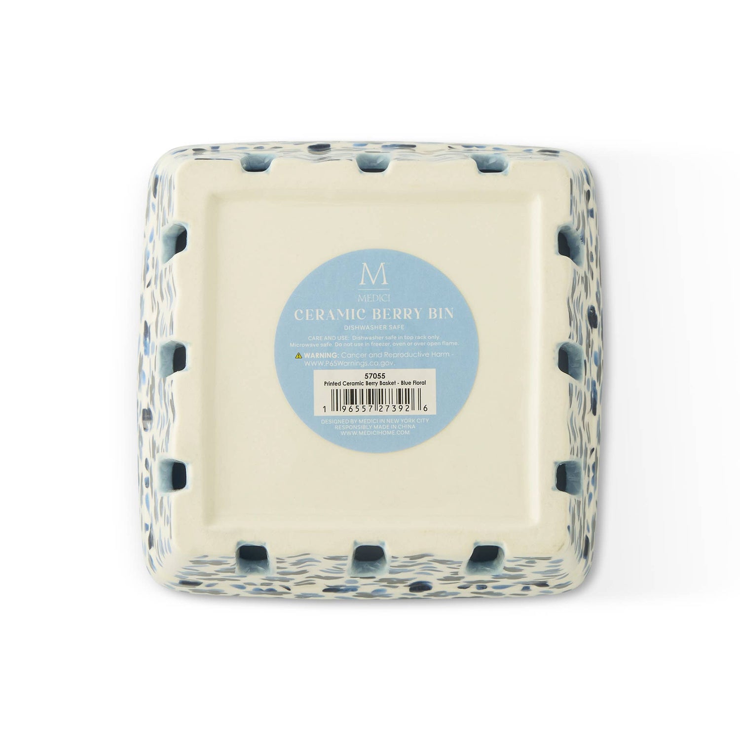 Printed Ceramic Berry Basket - Blue Floral