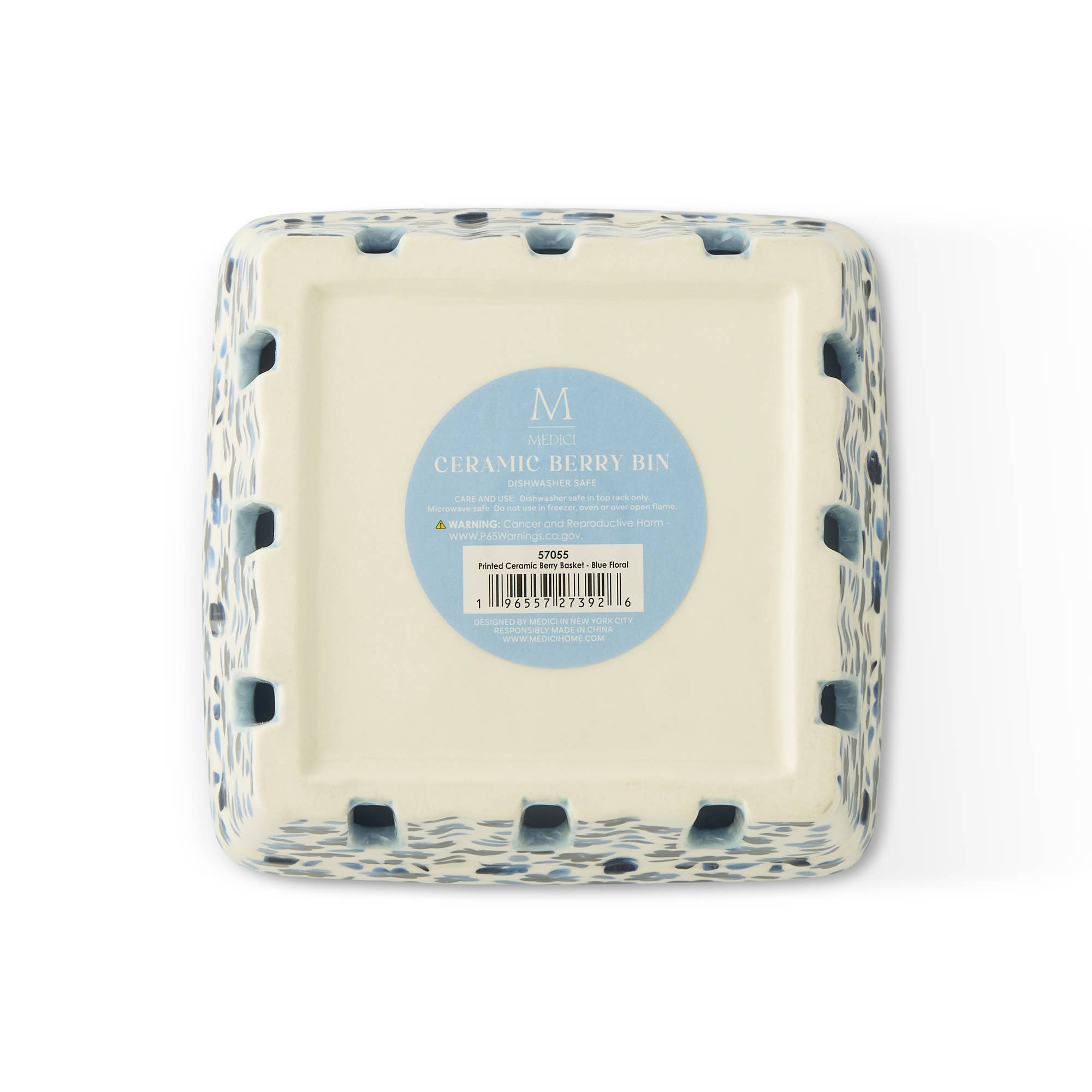 Printed Ceramic Berry Basket - Blue Floral