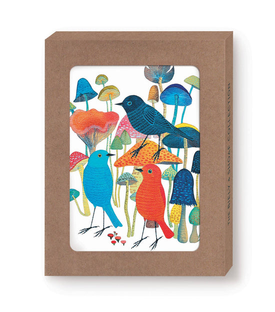Birds & Mushrooms Boxed Notecard - Set of 10
