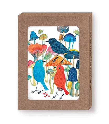 Birds &amp; Mushrooms Boxed Notecard - Set of 10
