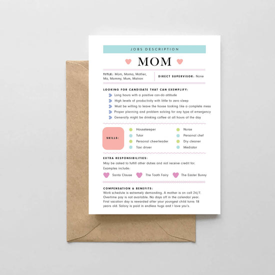 Mom: Job Description Card - Mother&