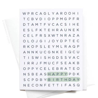 Happy Birthday Word Search Greeting Card