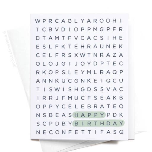 Happy Birthday Word Search Greeting Card