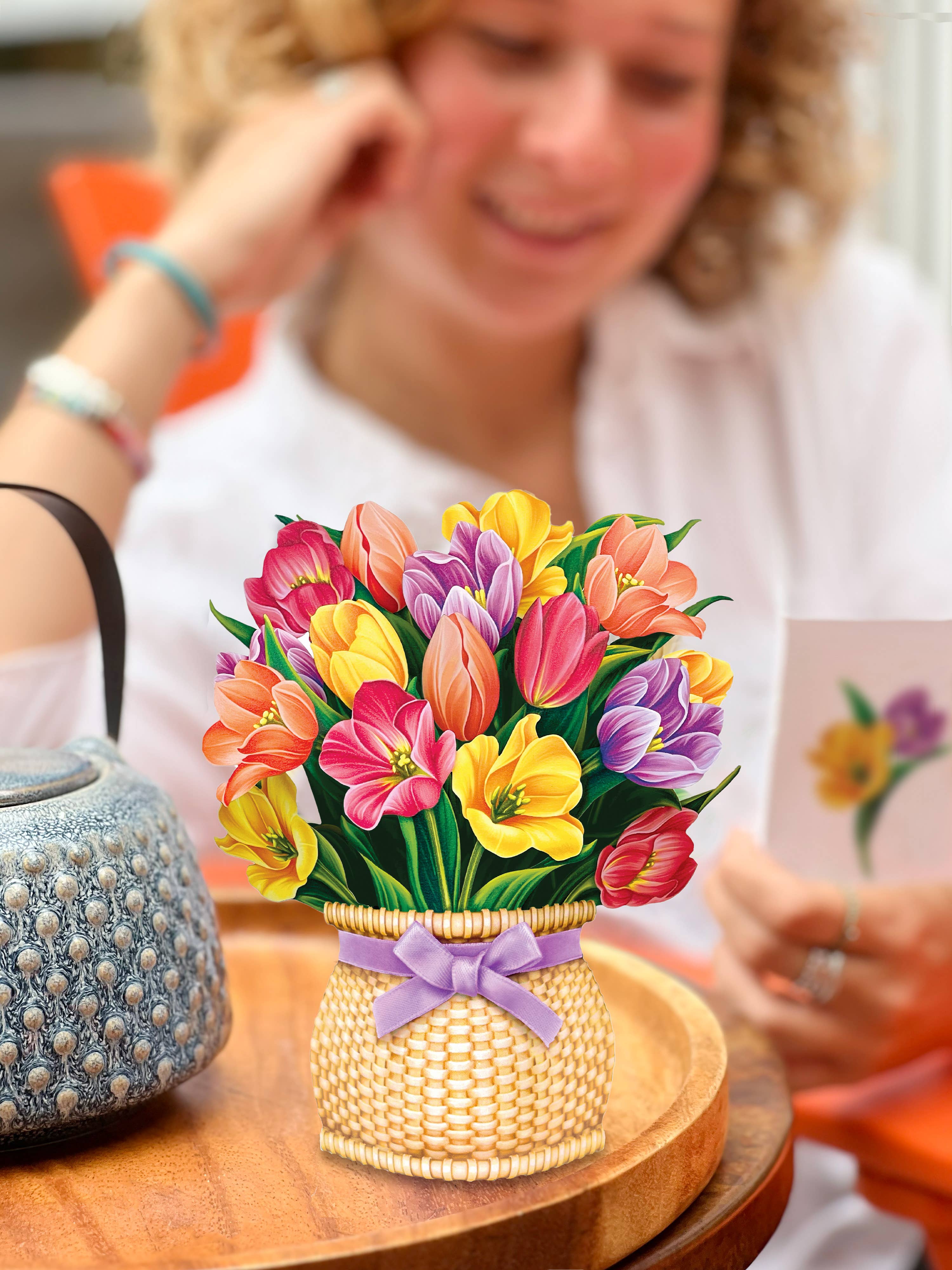 Mini Festive Tulips (10 Pop-up Greeting Cards)