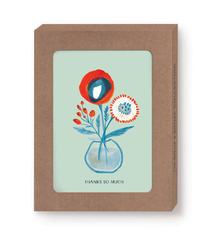 Red &amp; Blue Vase Boxed Notecard - Set of 10