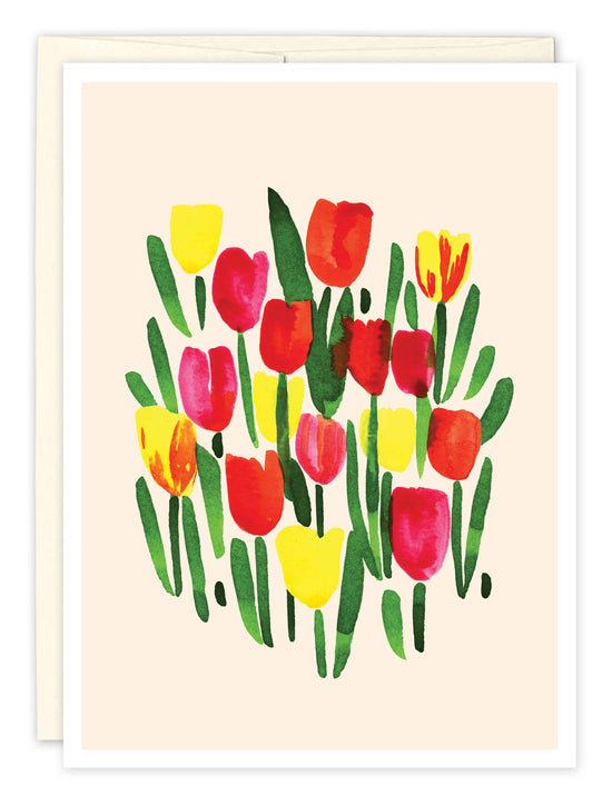 Colorful Tulips Blank Card