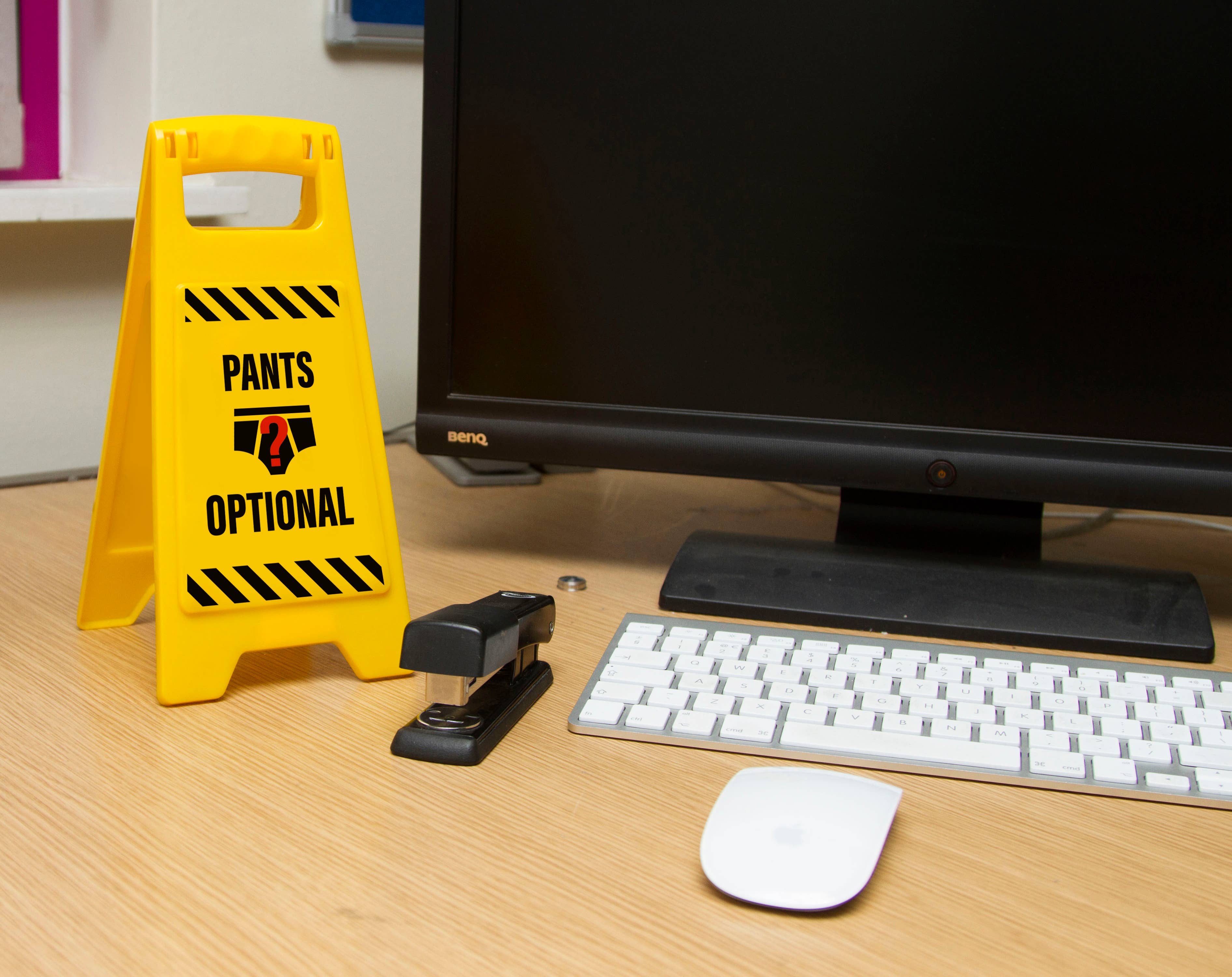 Virtual Meeting Desk Warning Sign