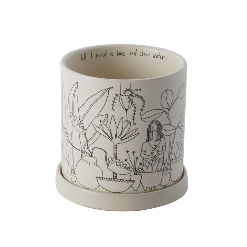 Plant Lady Pot with Saucer