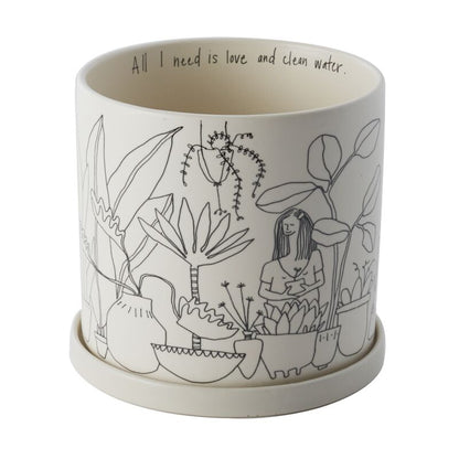 Plant Lady Pot with Saucer