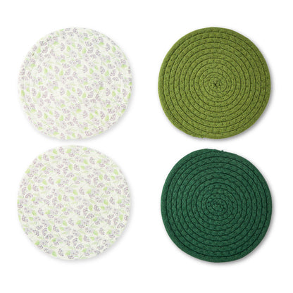 8" 4pk Printed Asst Woven Trivets - Hydrangea