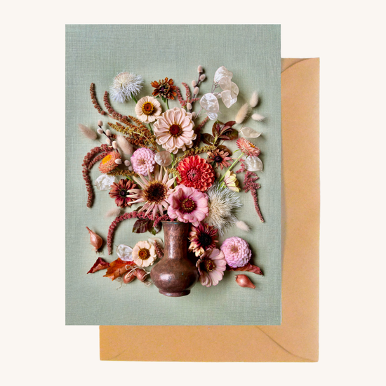 Copper Vase Blooms Greeting Card