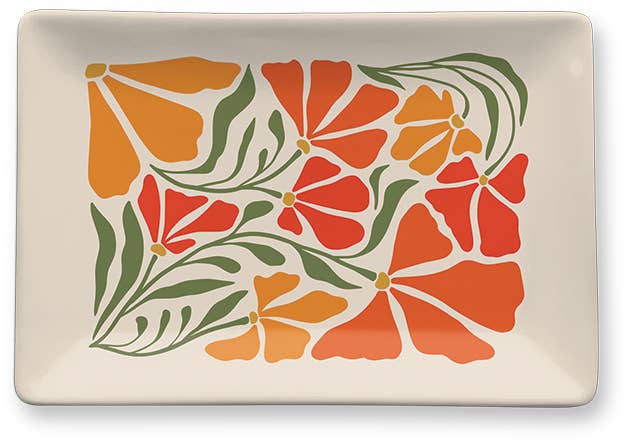 PORCELAIN TRAY FLOWER MARKET POPPY