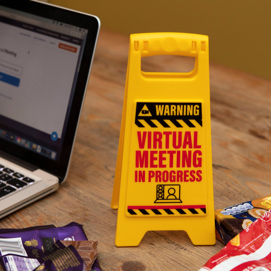 Virtual Meeting Desk Warning Sign