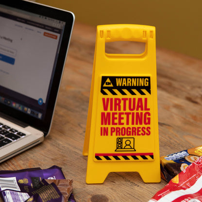 Virtual Meeting Desk Warning Sign