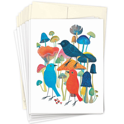 Birds &amp; Mushrooms Boxed Notecard - Set of 10