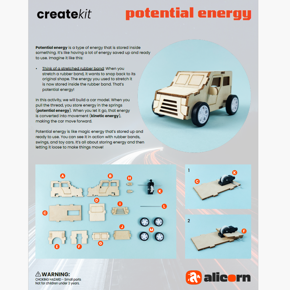 String Car Motor Pull String Car DIY Kit – Lost in the Forrest