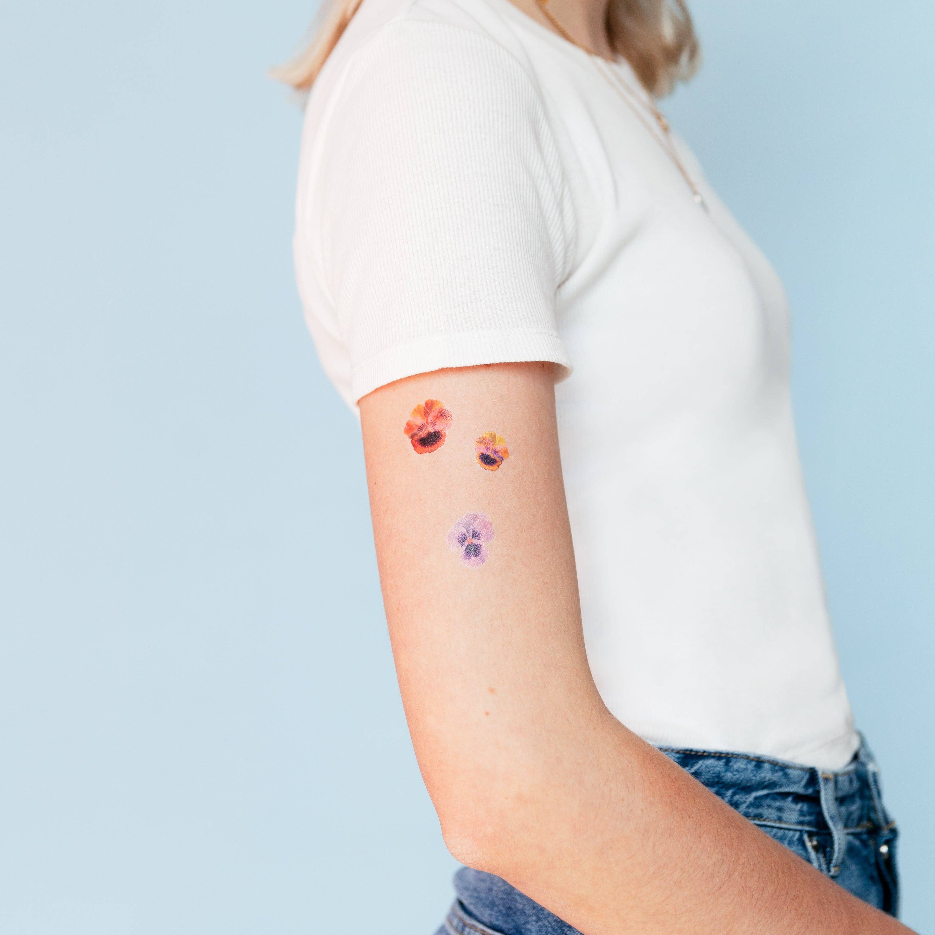 Pansies Tattoo Pair