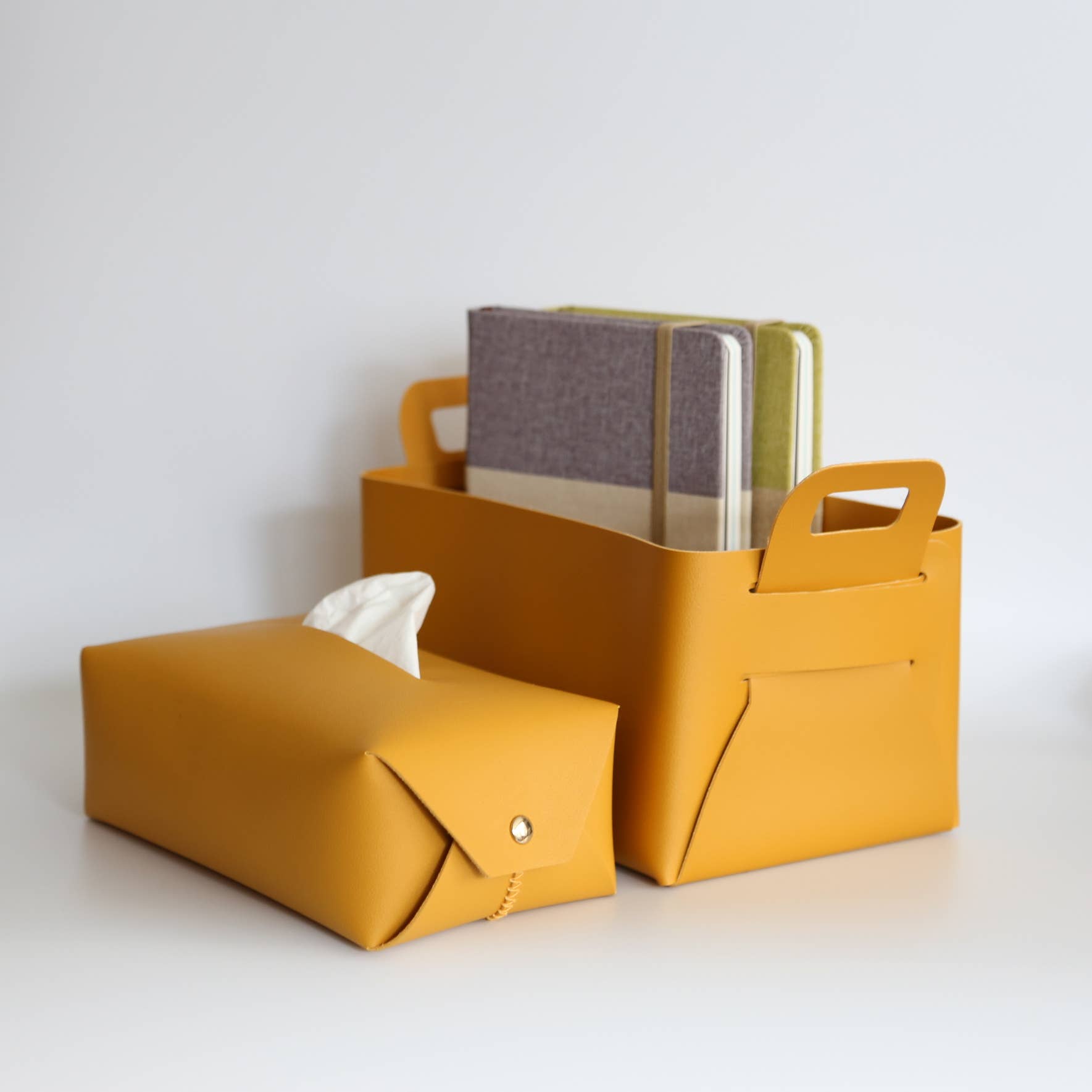 Vegan Leather Storage Basket, Medium