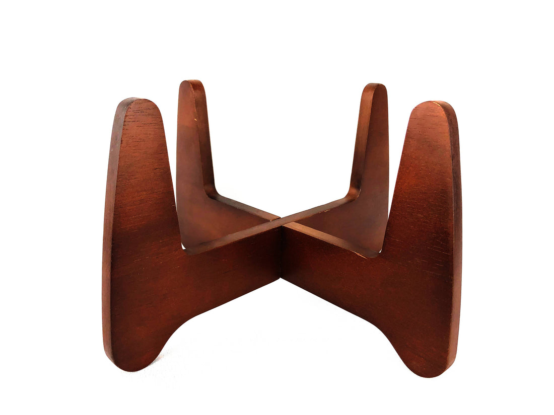 Boomerang Wood Plant Stand 8" Brown