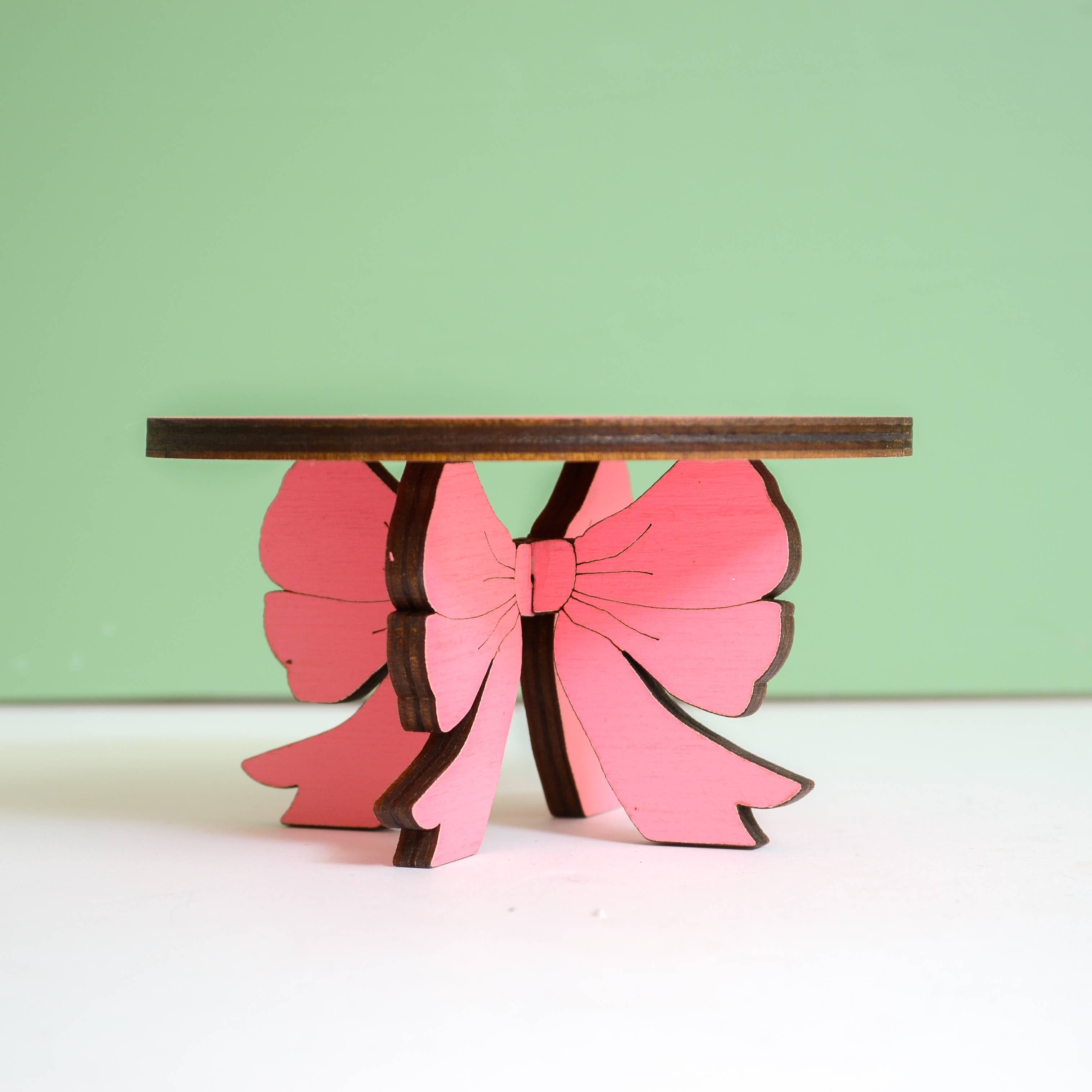 Pink Bow Plant Stand - Wood Plant Holder