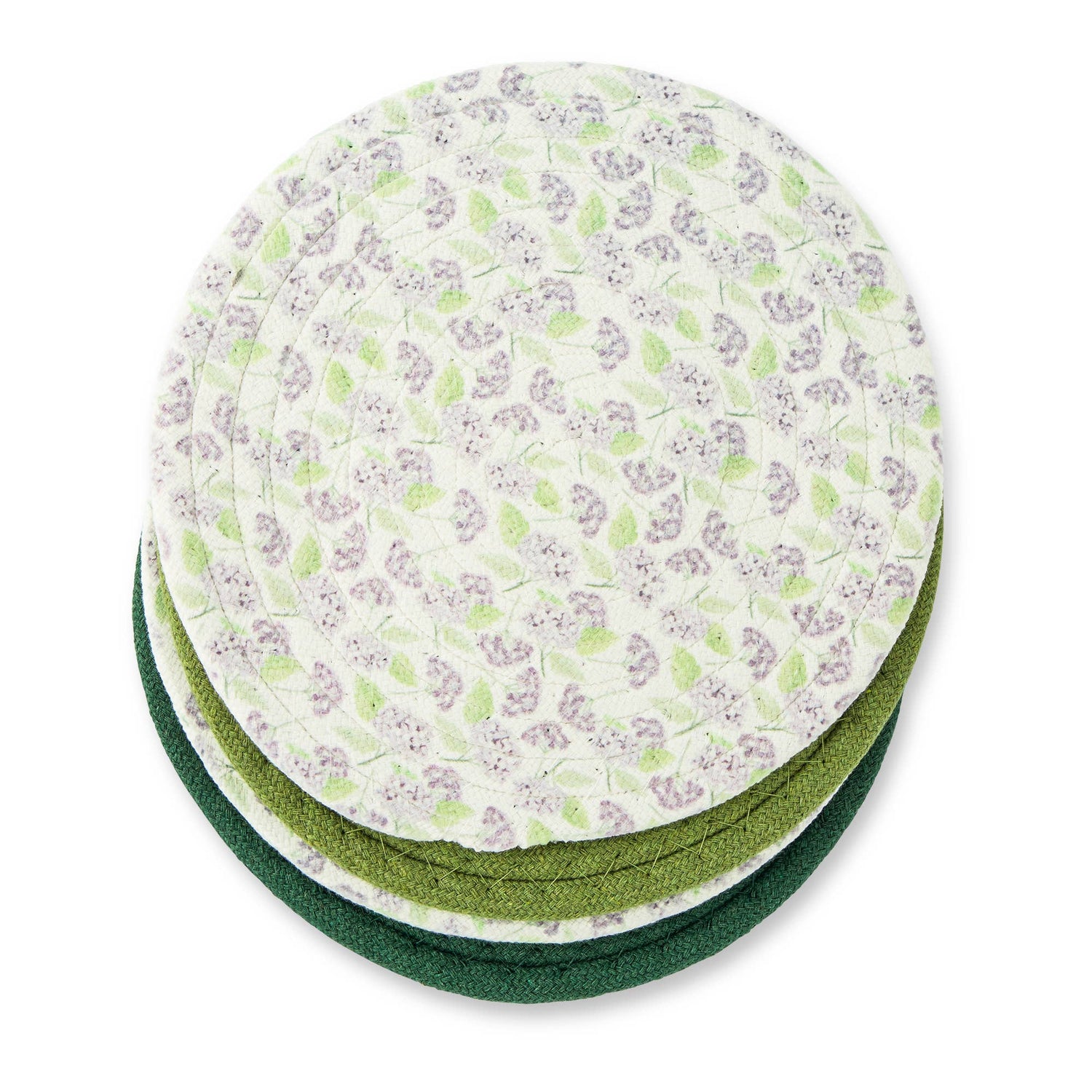 8" 4pk Printed Asst Woven Trivets - Hydrangea