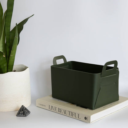 Vegan Leather Storage Basket, Medium