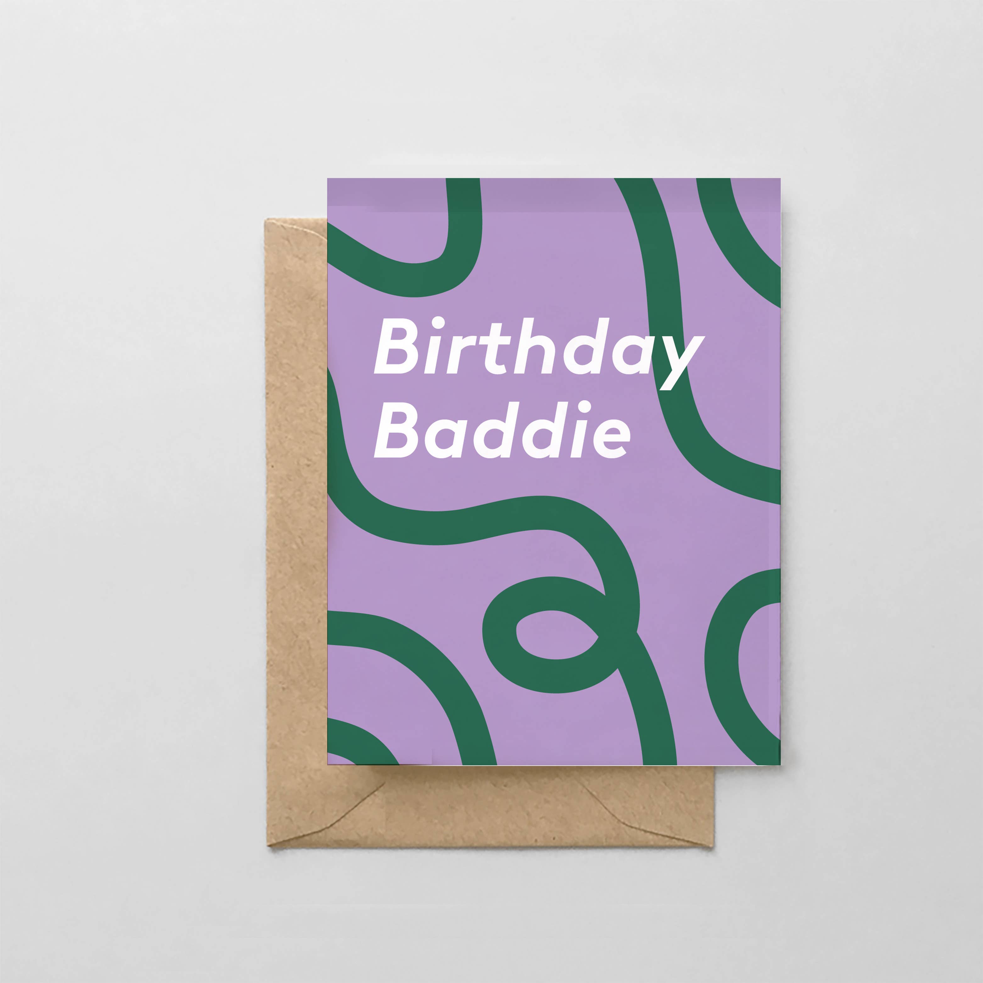 Birthday Baddie Purple &amp; Green Swirls -  Greeting Card