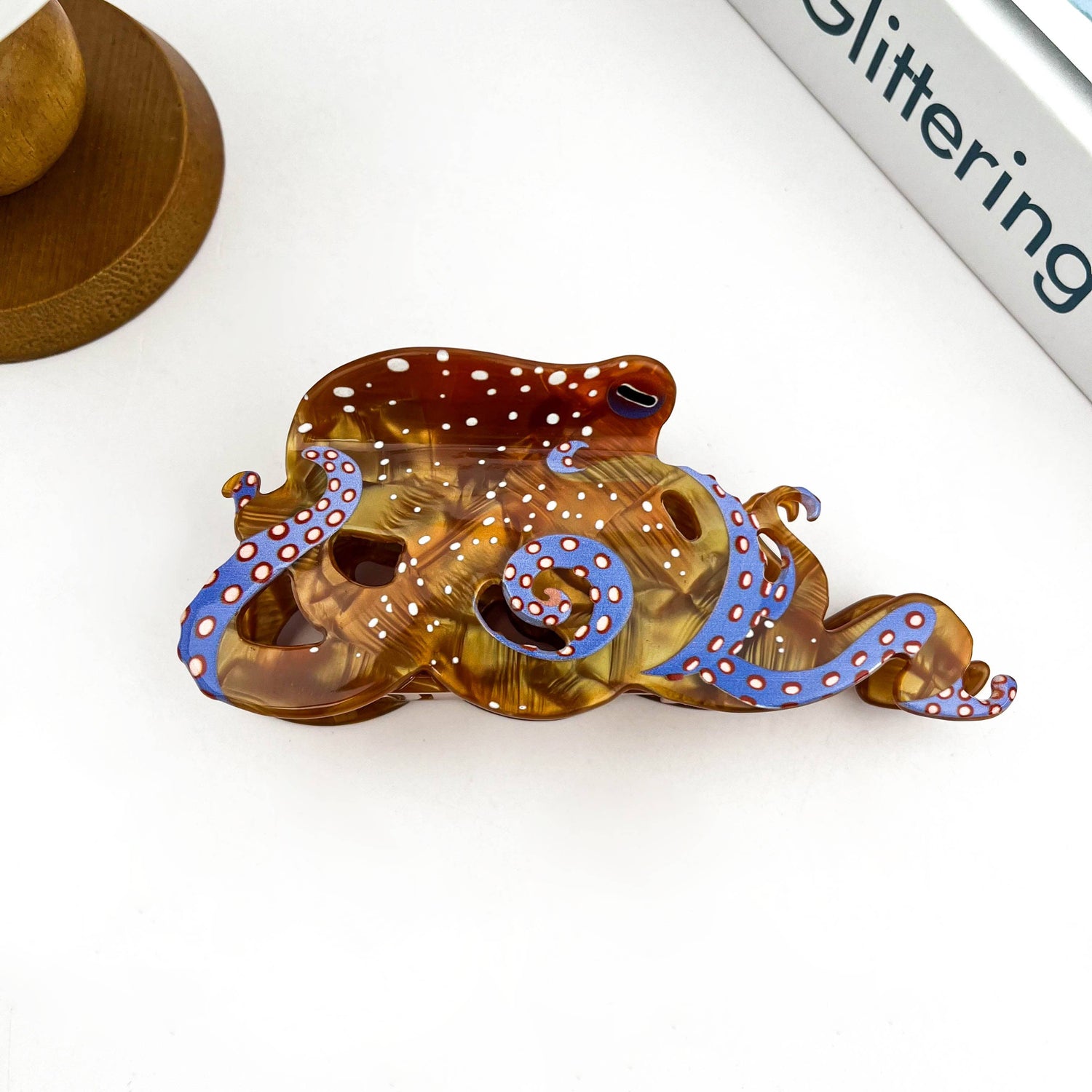 Blue Ring Octopus Claw Clip