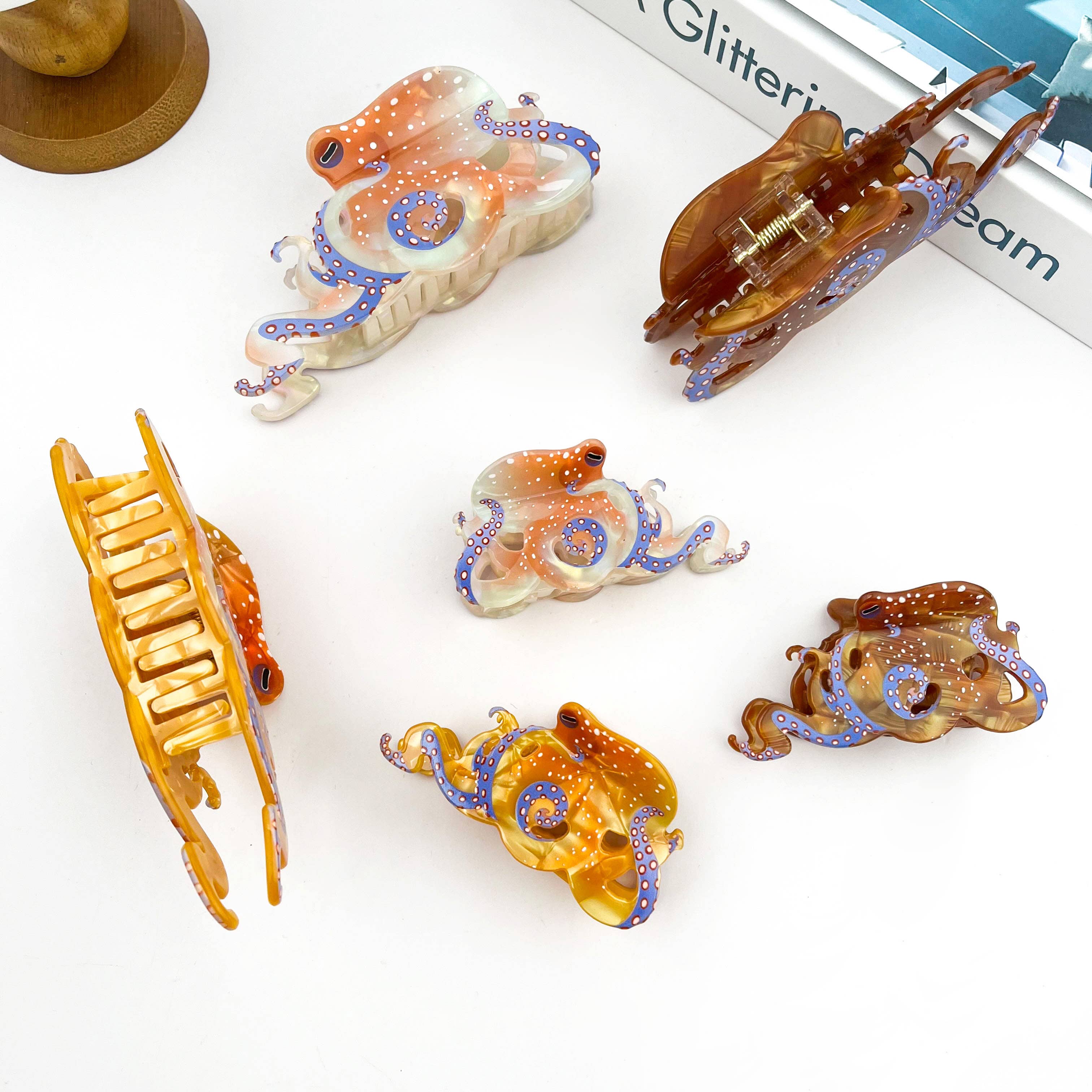 Blue Ring Octopus Claw Clip