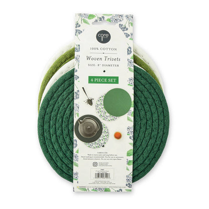 8" 4pk Printed Asst Woven Trivets - Hydrangea