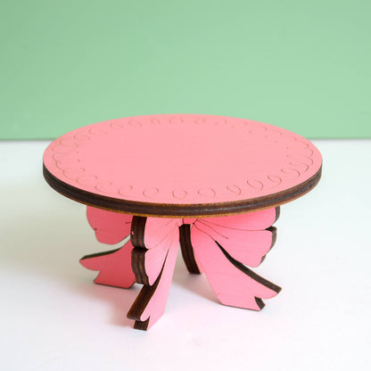 Pink Bow Plant Stand - Wood Plant Holder