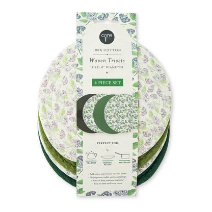 8" 4pk Printed Asst Woven Trivets - Hydrangea