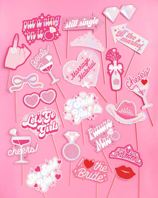 Bachelorette Party Props, Photo Booth Set, Bridal Shower