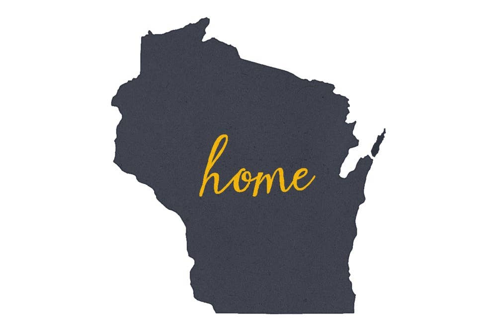 ORGANIC TEA TOWEL Wisconsin, Home State, White: Organic Tea Towel