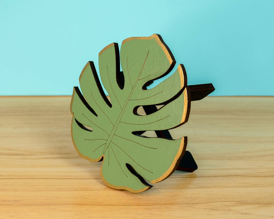 Monstera Leaf Plant Stand - Wood Plant Holder