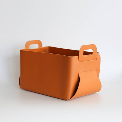 Vegan Leather Storage Basket, Medium